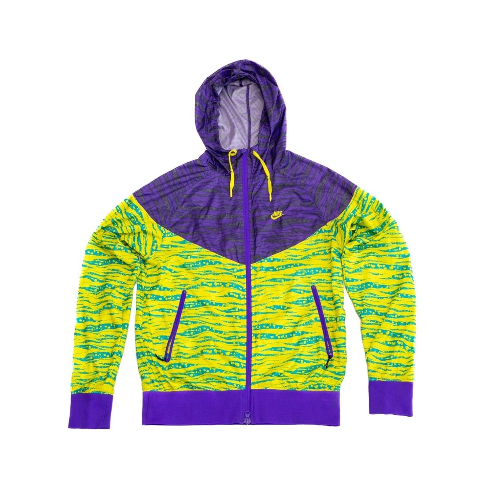 Nike Windbreaker Jacket Vintage Colorblock Purple Yellow Hooded Zip S Retro Y2K